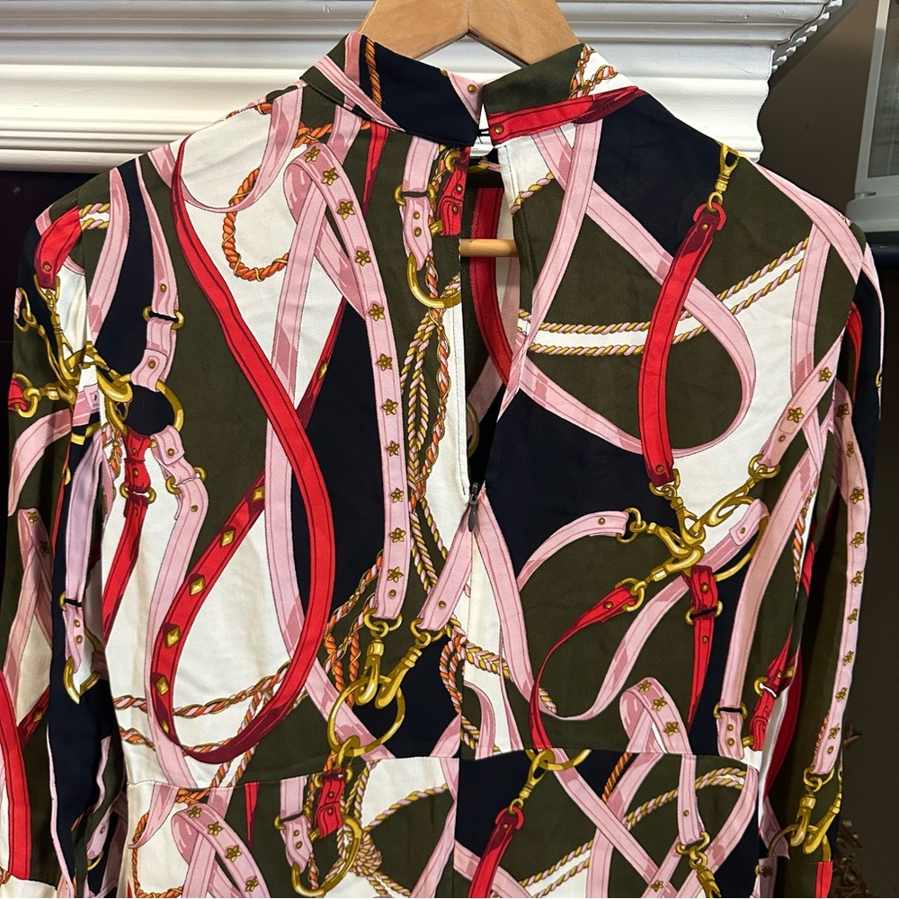 Zara Black, Pink, Red & Olive Chain-Print Mini Dress - Picture 5 of 7